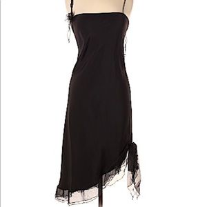 Carol Peretz Dress Black Party Flowy Asymmetrical Hemline Size Small